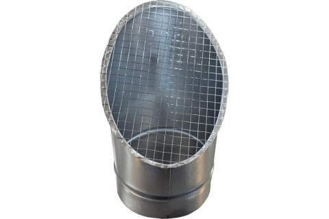 Косой или скошенный участок воздуховода круглого сечения с сеткой Ф180-150-45  Лист.нерж. (AISI 430) 0.50 [Сетка сварная/-]